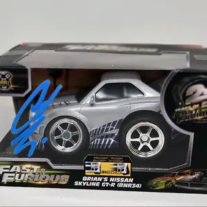 SIGNED Brian O'Conner Skyline GT-R R34 Diecast Model Car - 25 Years of Fast & Furious, Chad Lindberg Autograph, 1:28 Scale Collectible Toy