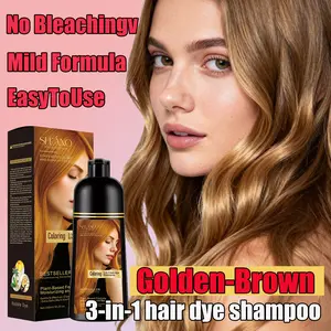 2026 New Hair  Trends，3-in-1 Golden Brown Hair Color Shampoo, covers gray hair, suitable for dark hair, gentle herbal formula, long-lasting color lock, unisex, color changes after just one wash.