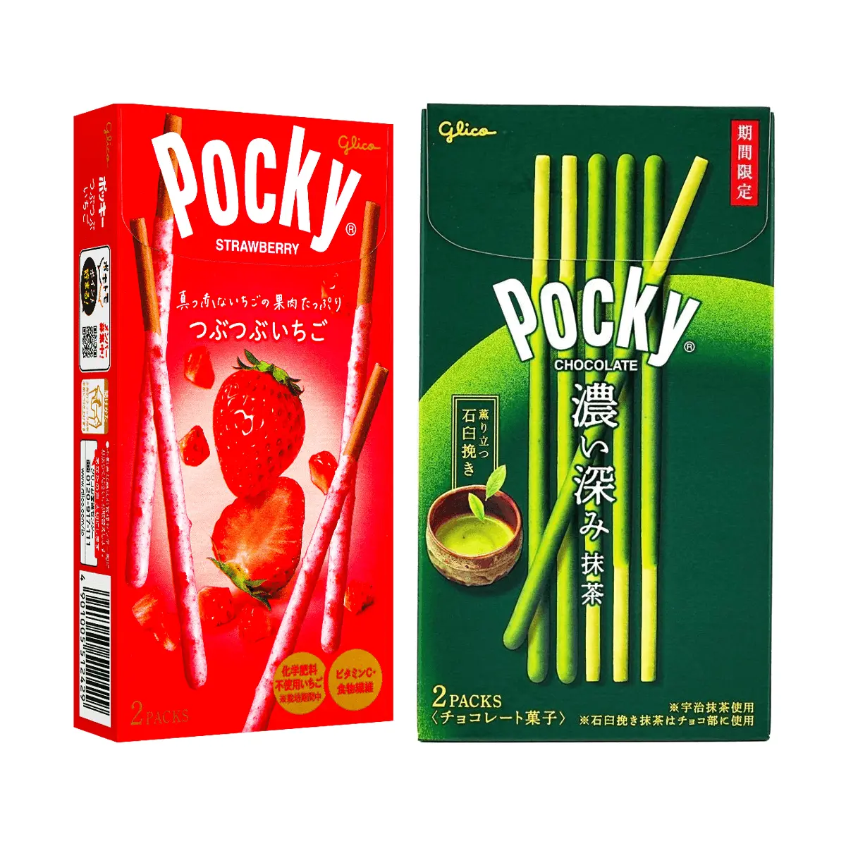 Glico Pocky Chocolate Strawberry Matcha 2 Flavors Combo Pack 144g - Japanese Snack Biscuits Glico Pocky Chocolate Strawberry Matcha 2 Flavors Combo Pack 144g - Japanese Snack Biscuits