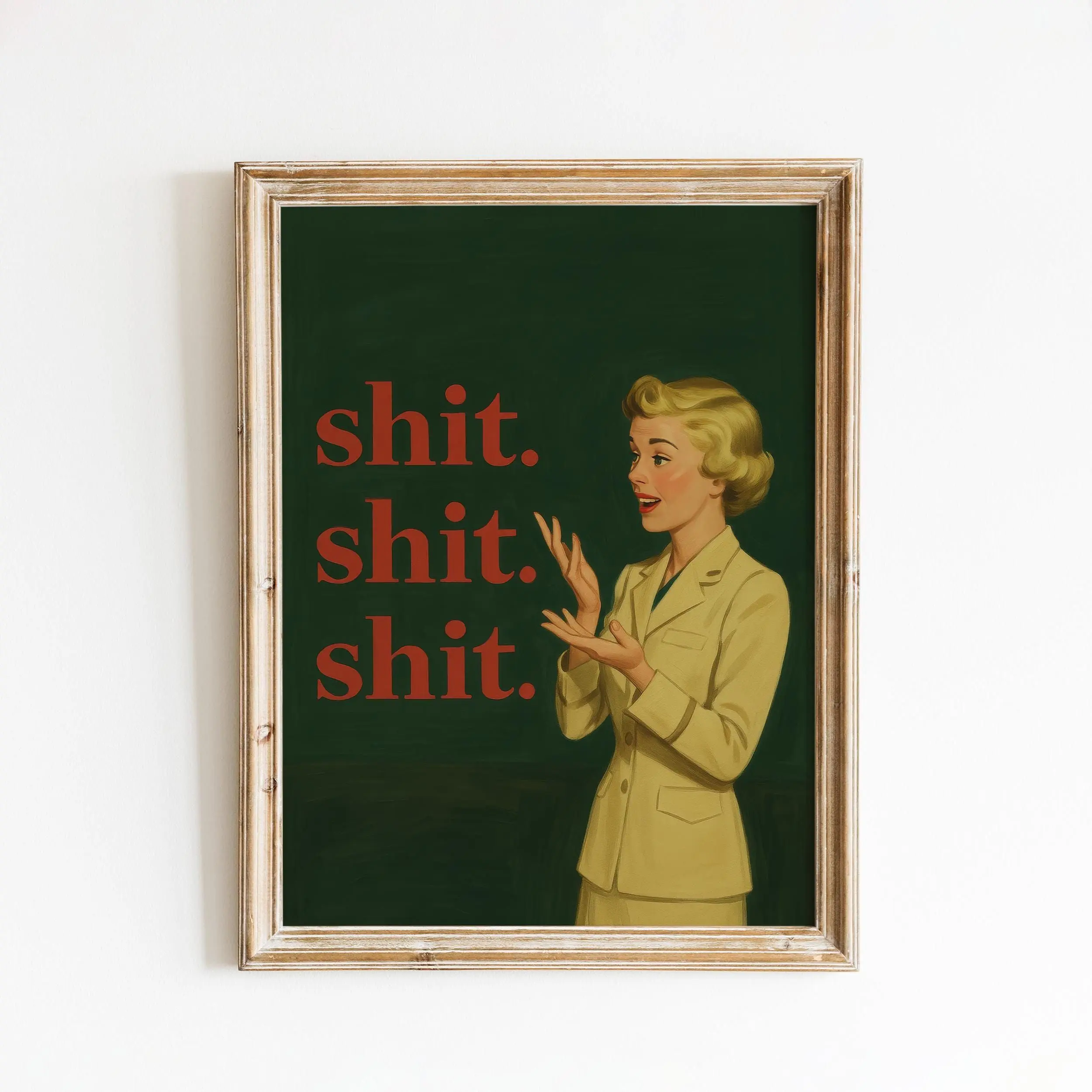 [SALE UP TO 40%] [Unframed] Funny Retro Swear Poster – Shit Shit Shit Vintage Style Wall Art