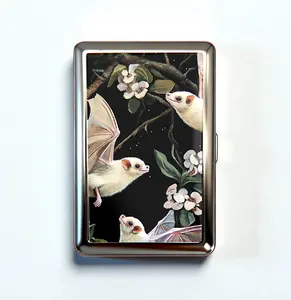 Vintage Card Holder Cigarette Case - Versatile Stash Tin Box Metal Trinket Wallet Business Card ID Holder Rat Design