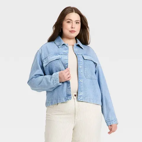 Women's Cropped Painter Denim Jacket - Universal