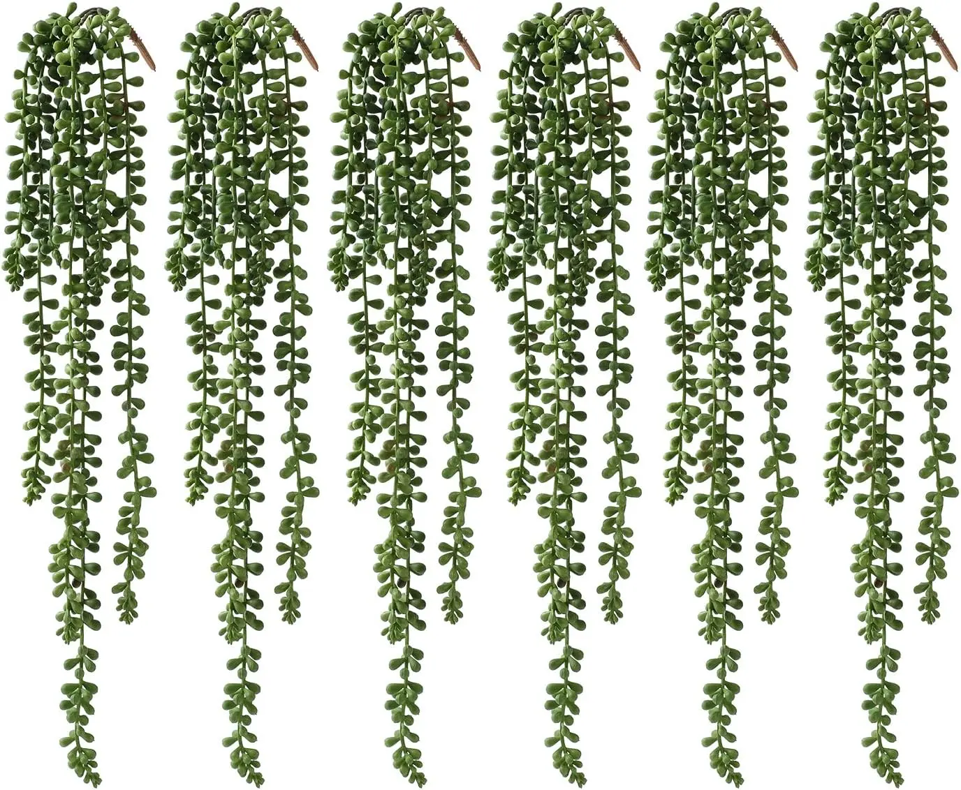 6-Pack Preppy Artificial Hanging Succulent String - Tropical Greenery Decorative Plants for Indoor/Outdoor Wall, Balcony, Bedroom, Farmhouse Wall Backdrop Decor