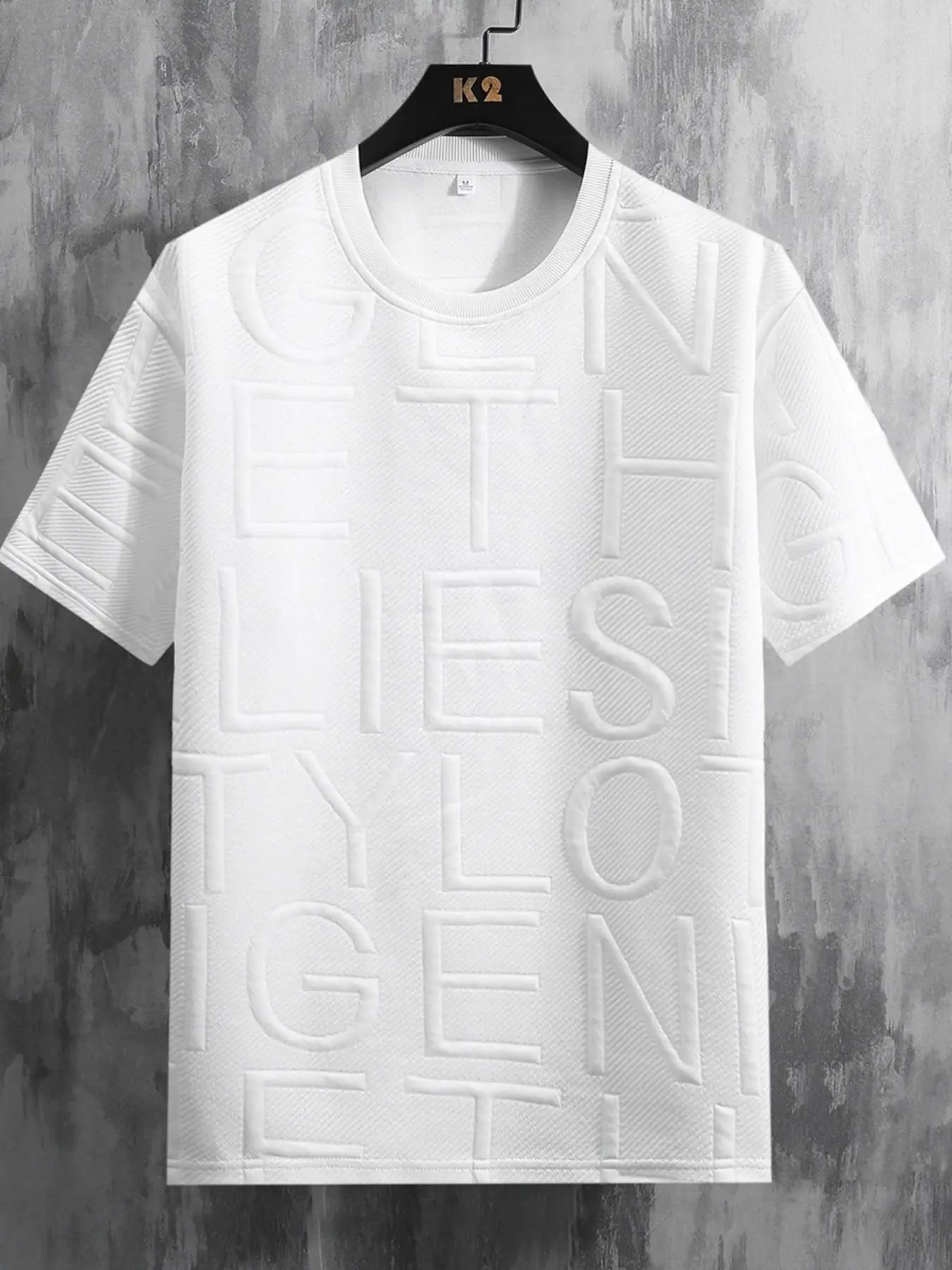 Men's Regular Fit Letter Embossed Round Neck Tee, Casual Short Sleeve Crew Neck T-shirt for Summer, Comfy Men's Top for Daily Wear, National Day Cloth