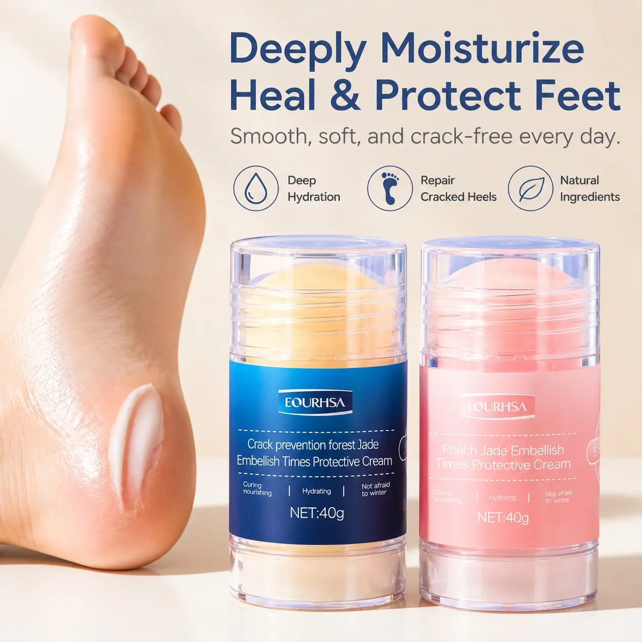 Buy 1 Get 1,Foot Care Cream,Anti Cracked Foot Cream,Moisturizing,Anti Crack,Softening and Nourishing Cream for Dry,Cracked Feet,Remove Dead Skin and Moisturize Dry Skin