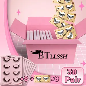 Cat Eye False Eyelashes, 38 Pairs Natural Curling Eye Makeup Strip Lashes, Full Volume False Eyelash