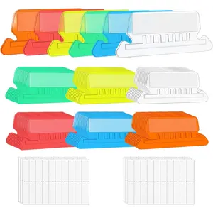 File Folder Tabs, 60+120 Sets Multicolor Hanging Folder Tabs With Inserts, 2 Inch Clear Plastic for Quick Identification