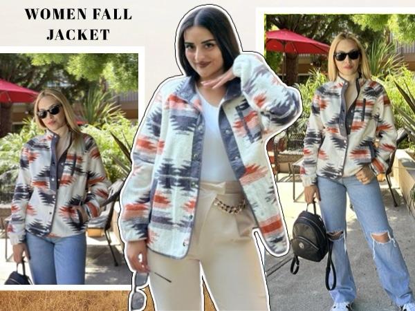 ZEAGOO Women's Cozy Fleece Jacket Western Aztec Print Button Down Coat with Pockets Casual Warm Outwear 2025 Winter Outerwear Outdoor