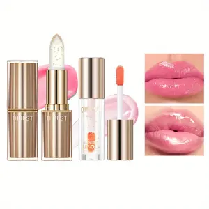 Gold foil lip oil lipstick, hydrating and moisturizing, temperature-changing color base, anti-cracking, moisturizing lips, beeping lips, Intense lip plumper