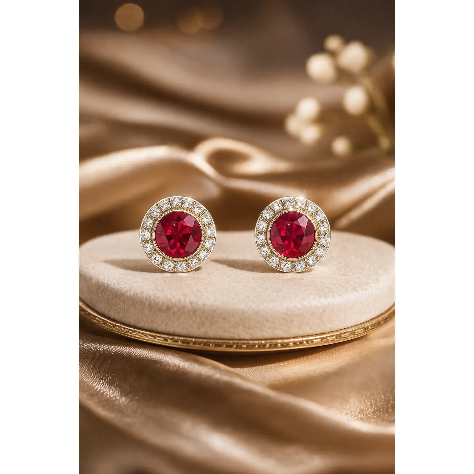 Red Button Earrings 7/16"