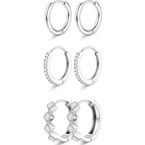 FIASASO Small Gold Hoop Earrings for Women - Hypoallergenic Chunky Gold Silver Hoops Earring Stacks Small 14K Gold Filled Huggie Earrings Set for Multiple Piercing 8/10/12M
