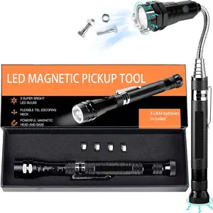 [2000 Lumens] Magnetic Flashlight Extended LED Light with Telescopic Magnet Pickup Tool 360° Rotation and Retraction  Auto Repair Tools Mechanics Technicians