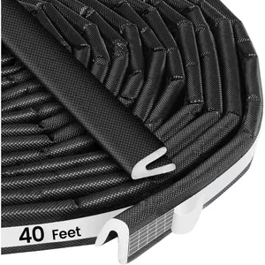 40FT V-Shaped Weatherstripping Door Seal Strip - Self-Adhesive  Tape for Doors & Windows, Draft Stopper, Soundproof Gap Filler, Light Blocker, Weatherproof Insulation (Black)