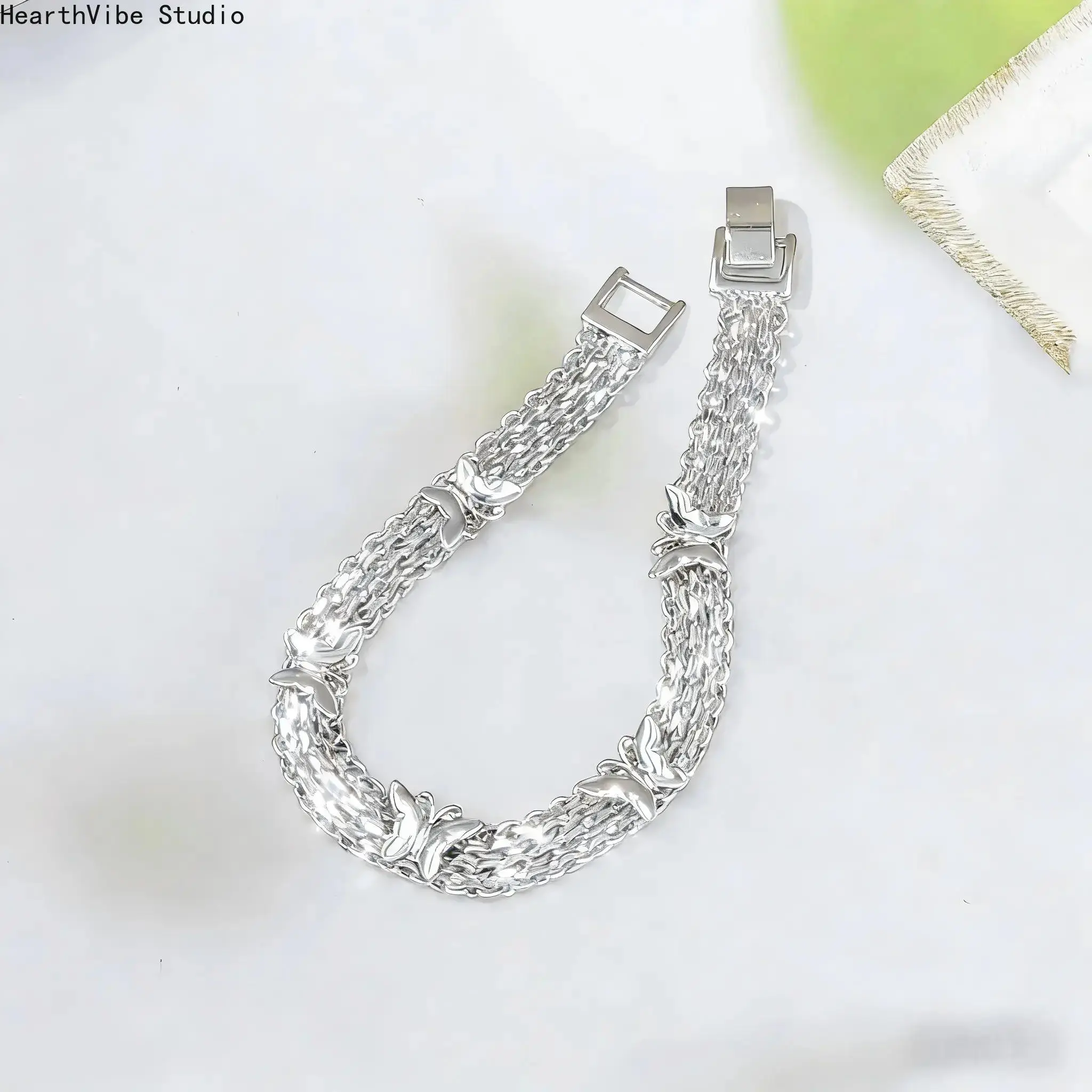 925 Silver Butterfly Charm Bracelet, Unisex Sporty Link Chain Design, Cute Friendship Gift for Best Friends, Bracelets, Sporty Look, Charm Bracelets