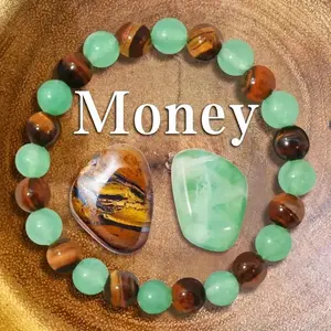 Natural Stone Money Attracting Bracelet - Wearing Green Aventurine and Tiger Eye for Wealth, Abundance, and Prosperity - Handcrafted Lucky Charm Jewelry
