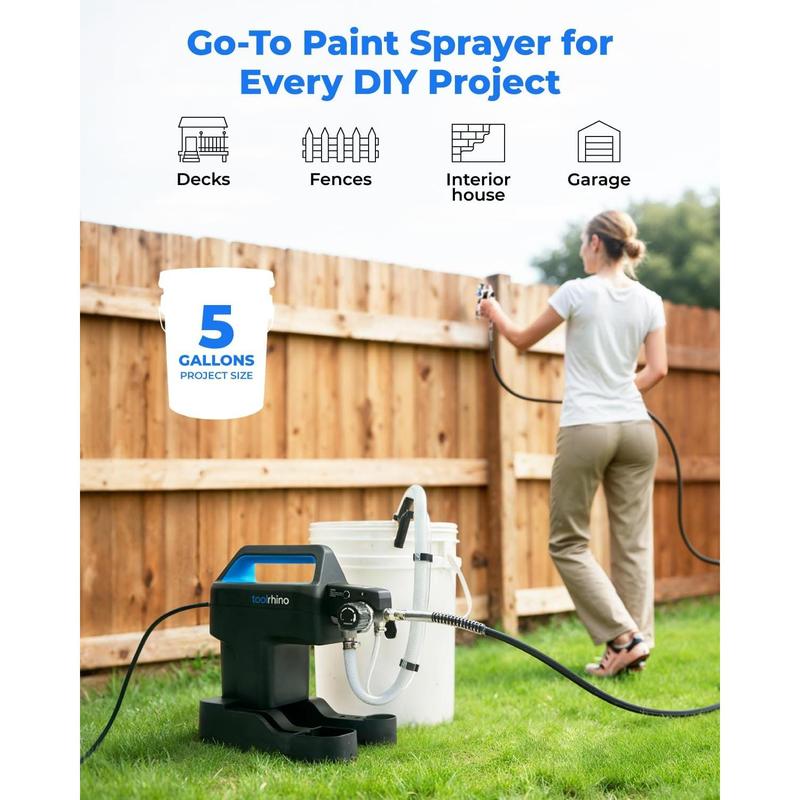 Toolrhino airless paint sprayer for house painting diy beginners choice with accessories storage space lightweight design thinningfree quick clean for 5 gallon diy painting projects