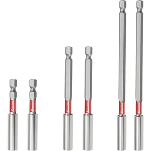 6 count   Bit Holder,1/4" Hex Shank S2 Steel  Drill Bit Extension Holder,Straight Without Bending  Bit Extender, 2.6", 4", 6" Extensions