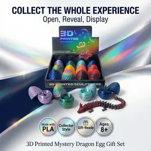 12 Pcs 3D Printed Dragon Eggs Set with Display Stand, Mini Dragon Egg Toys for Ages 5 to 12, DIY Craft Kit for Stress Relief
