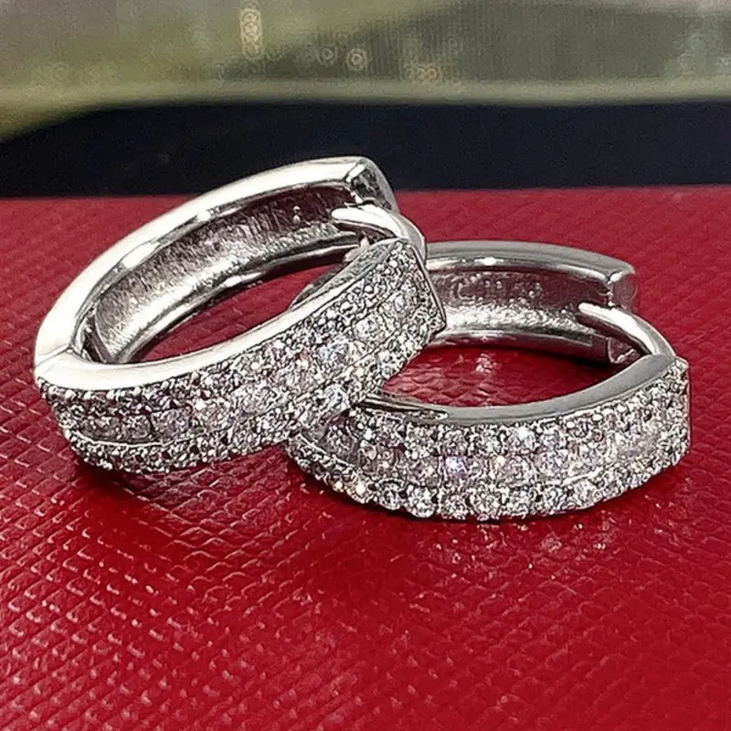Fashion Rhinestone Decorated Hoop Earrings, Women's Earrings for Party, Trendy All-match & Exquisite Jewelry, Hip-hop Earrings, Neutral Earrings, Fashionable Earrings