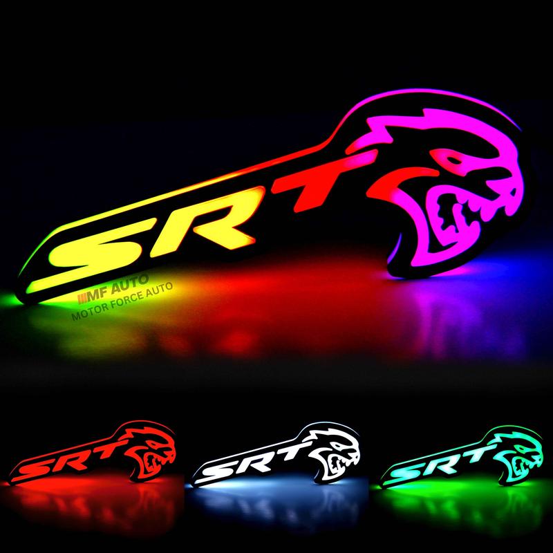 Flow Series SRT Hellcat RGBW LED Badge Emblem Logo for Dodge Charger, Challenger, Chrysler, and Jeep