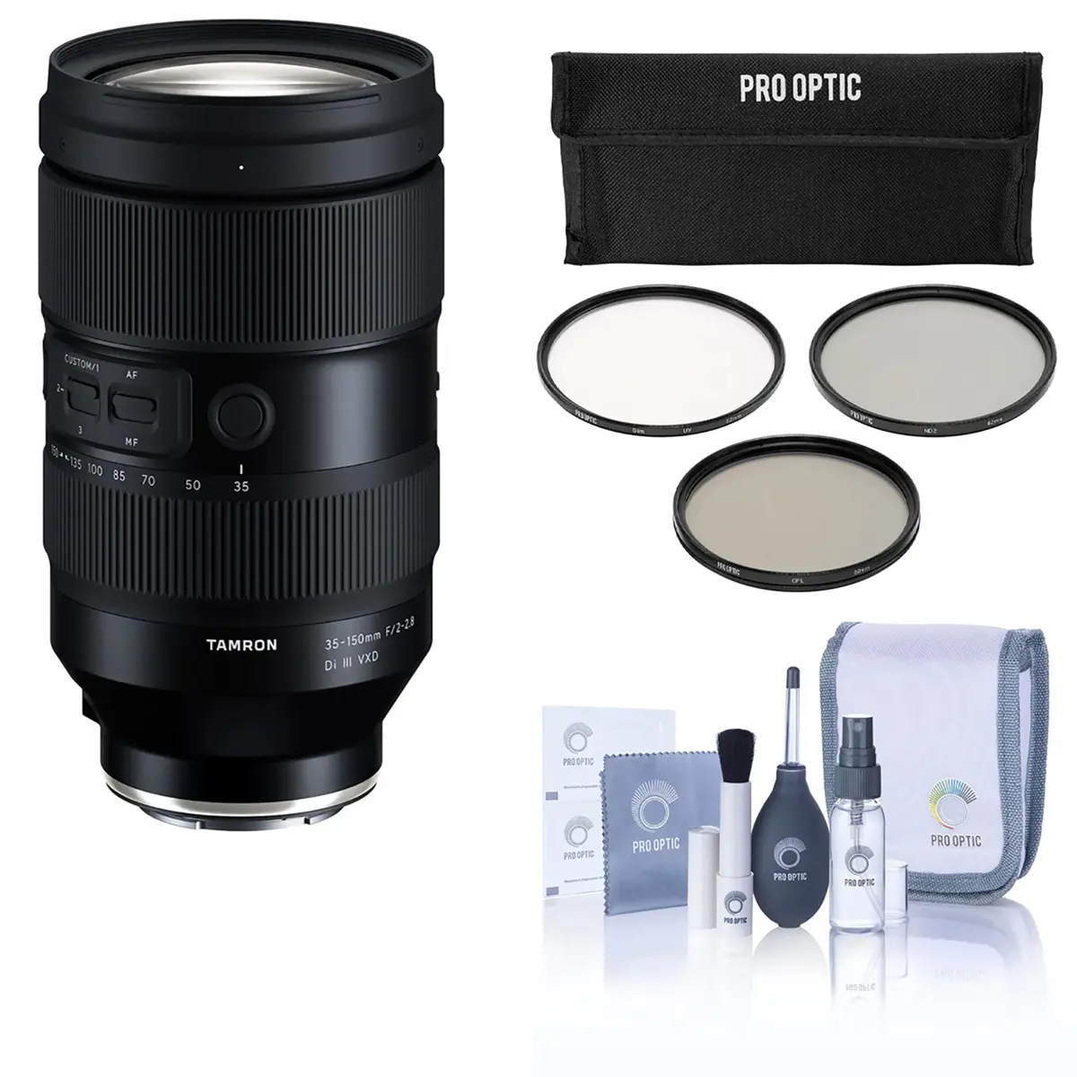 Tamron 35-150mm f/2-2.8 Di III VXD Durable Auto Focus Zoom Camera Lens for Sony E, Bundle with Filter Kit and Cleaning Accessory