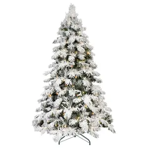 Yinuo Candle 6ft Prelit Artificial Christmas Tree, White Flocked Christmas Tree with 200 Incandescent Warm White Lights, Twinkle Led Christmas Tree Natural Snow Covered, White, 375 tips