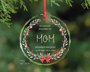 [PLS NOTE CUSTOM] Personalized In Loving Memory Mother Ornament Custom Name Memorial Glass Keepsake Sympathy Gift for Loss of Mom Remembrance Decor Tribute 2026 Spirit Era Art