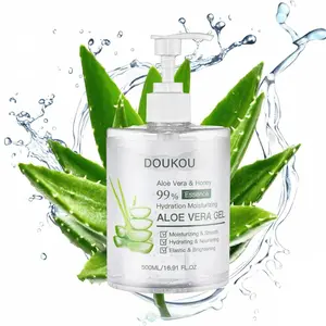 Organic Aloe Vera Gel 99% Pure Aloe, Works on Face, Body Hair Care, Ideal for After Suncare, Post Shave, Hydrating Moisturizing, Lightweight Non Sticky Formula, Family Pack Size, 16.9 fl oz, 500ml