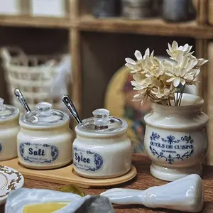 7pcs Mini Simulated Kitchen Spice Jars & Storage Jars, Exquisite Craftsmanship, Realistic Design, Perfect for 1:6 or 1:12 Dollhouse Decor. Ideal as Dollhouse Accessories, DIY Accents, Scene Photography Props & Holiday Party Decor