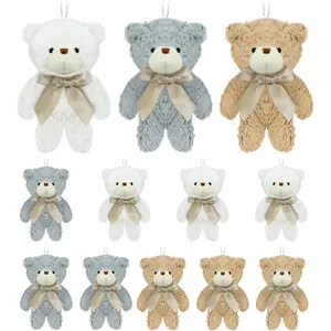12 pcs Mini Stuffed Teddy Bears 4.7 Inch Small Plush Teddy Bears Bulk for DIY Keychain Birthday Christmas Party Favor