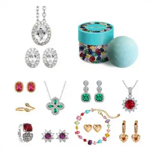 Fizz and Rizz Jewelry Mystery Box with Random Fine Jewelry Necklace Earrings Bracelet Charm Adjustable Ring Cute Surprise Fun Gift for Parties with Fizz Bomb Reveal