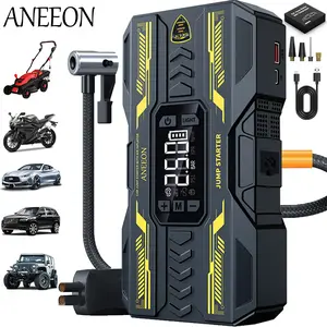 8000mah Portable Car Jump Starter with 100w Air Compressor, Fast USB Charging, Multi-Safety Protection, Includes Jumper Cables and Pump, Car Tool Kit