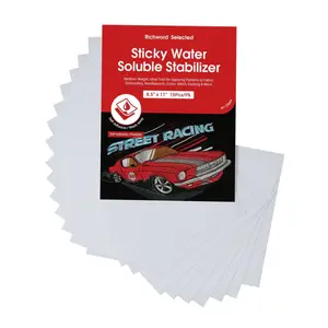 Richword Selected Printable Water Soluble Stabilizer Paper 8.5"x11" - Sticky & Wash-Away Embroidery Backing - 15 Sheets for Machine/Hand Embroidery