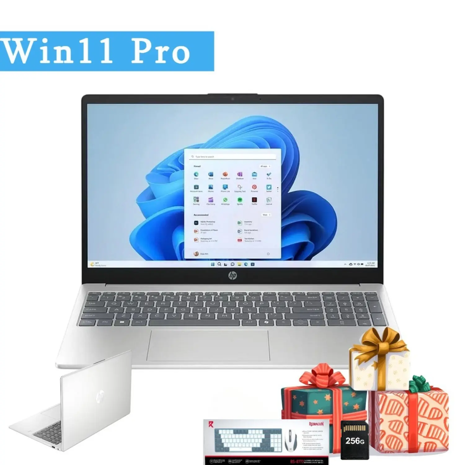 HP 15.6" Laptop | Intel i3-N305, Up to 32GB RAM + 512GB SSD | Win11 Pro for Student & Business,Bundle Accessory,Silver
