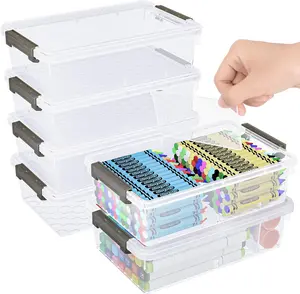 6 Pack  Pencil Box with Removable Dividers, Thickened Plastic Pencil Case Bulk, Clear Crayon Storage Box Stackable Marker Organizer Containers with Lids for Pen, Craft, Art (6 Pack)