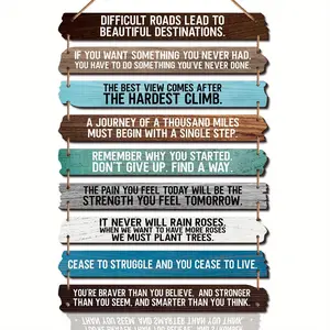 Wooden Wall Hanging Sign, 1 Count Inspirational & Motivational Quotes Wooden Wall Art, Wall Decor for Home, Office and Living Room for Christmas New Year, Wall Hanging Design