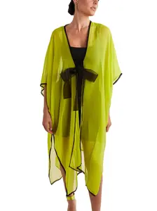 Silk Kimono Shawl in Cyber Lime