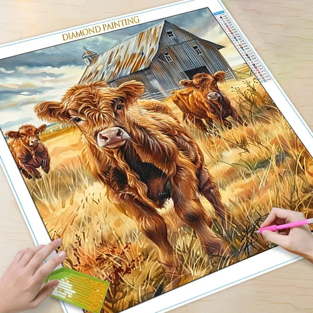 Farm Yak Pattern DIY Diamond Arts Colorful Painting Kit without Frame, DIY 5D Diamond Arts Colorful Painting Kit, Wall Art Decor for Home, Handicraft