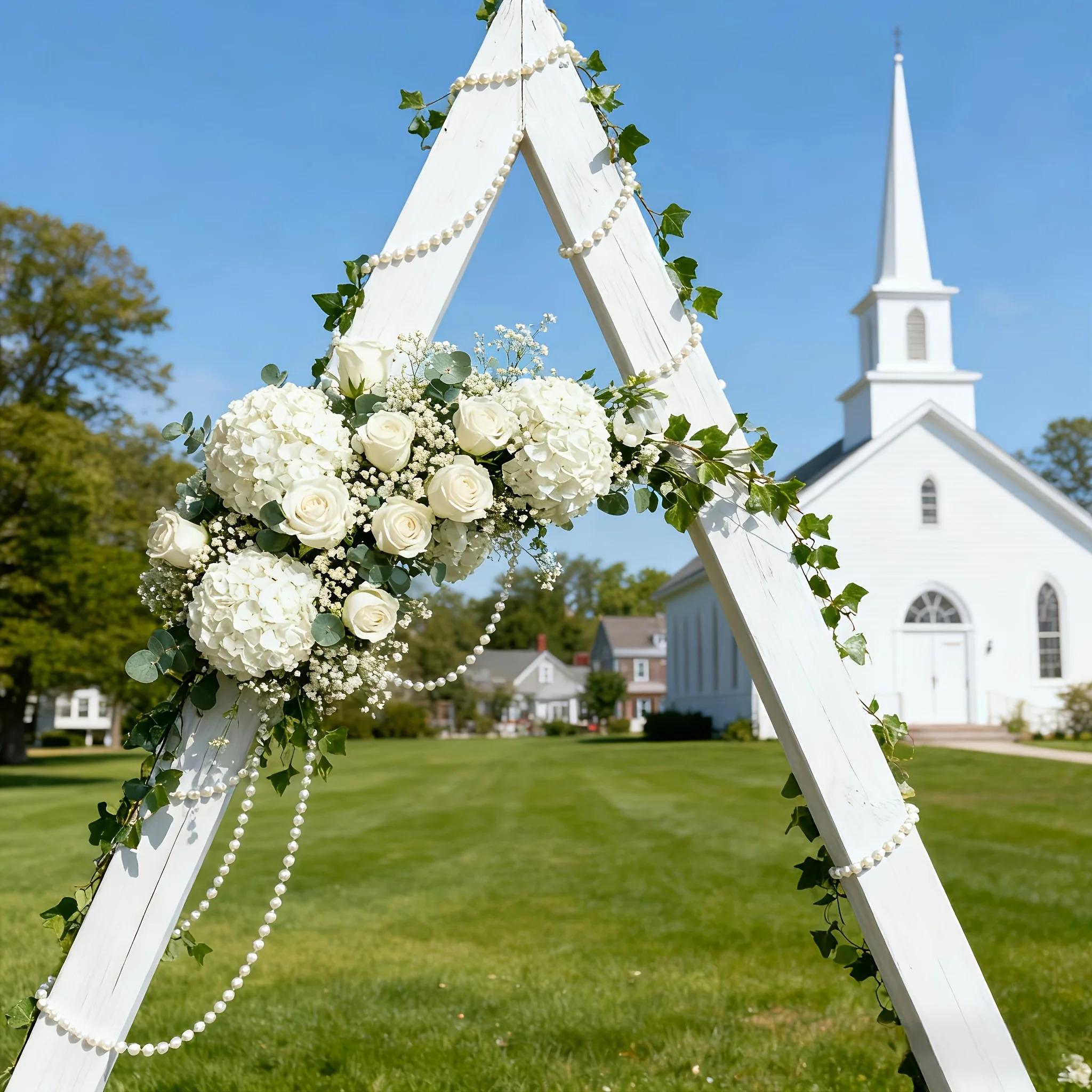 Elegant White Artificial Flower Bouquet Hydrangea Rose Baby's Breath Eucalyptus Artificial Flower Arrangement