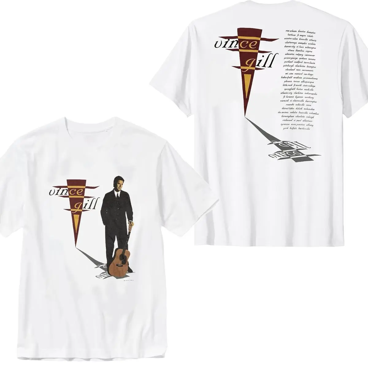 Vintage Vince Gill 1997 Concerts Tour Single Stitch Country Music Men's T-Shirt Unisex Black Menswear Top Tee Cotton Fabric