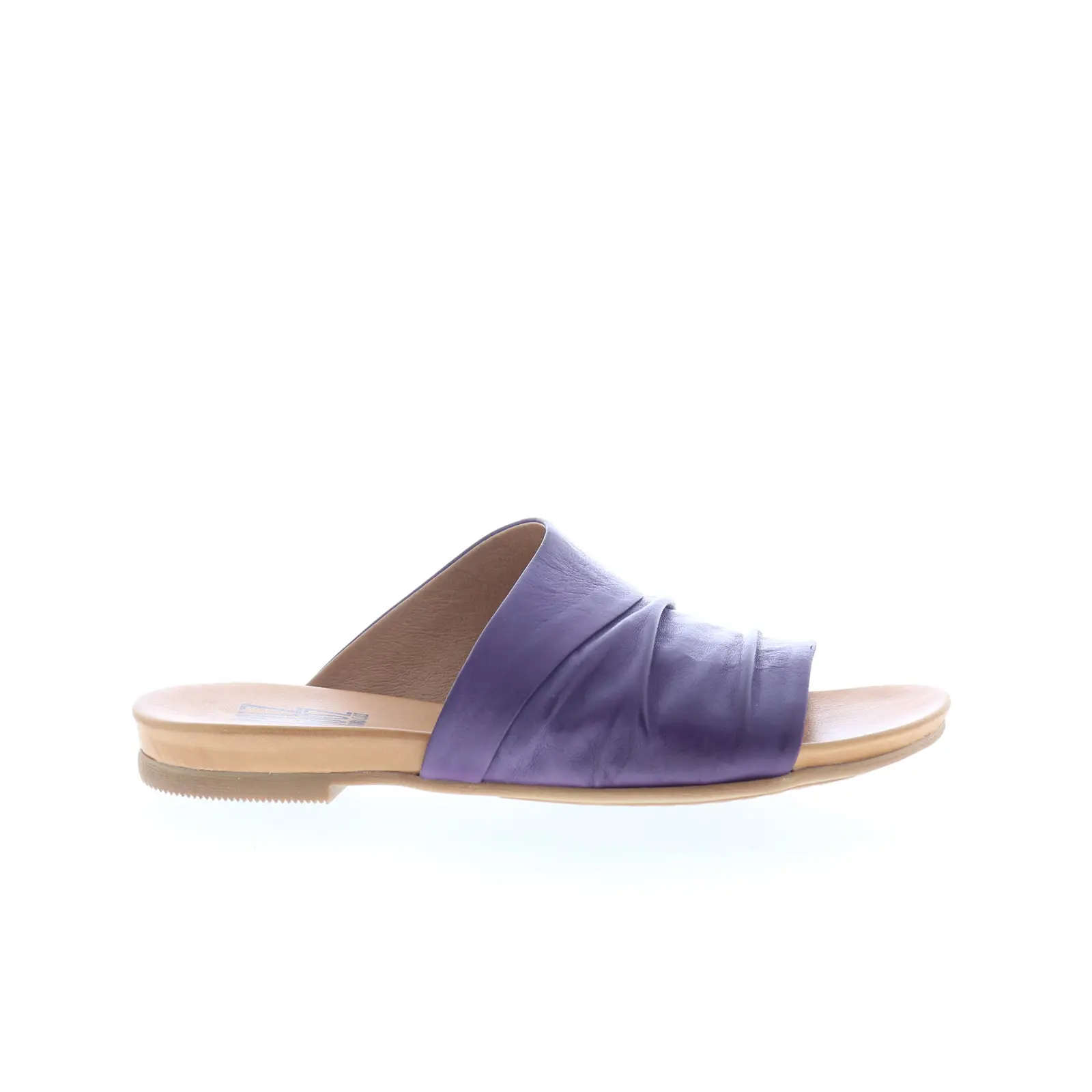 Miz Mooz Aria Womens Purple Leather Slip On Slides Sandals Shoes