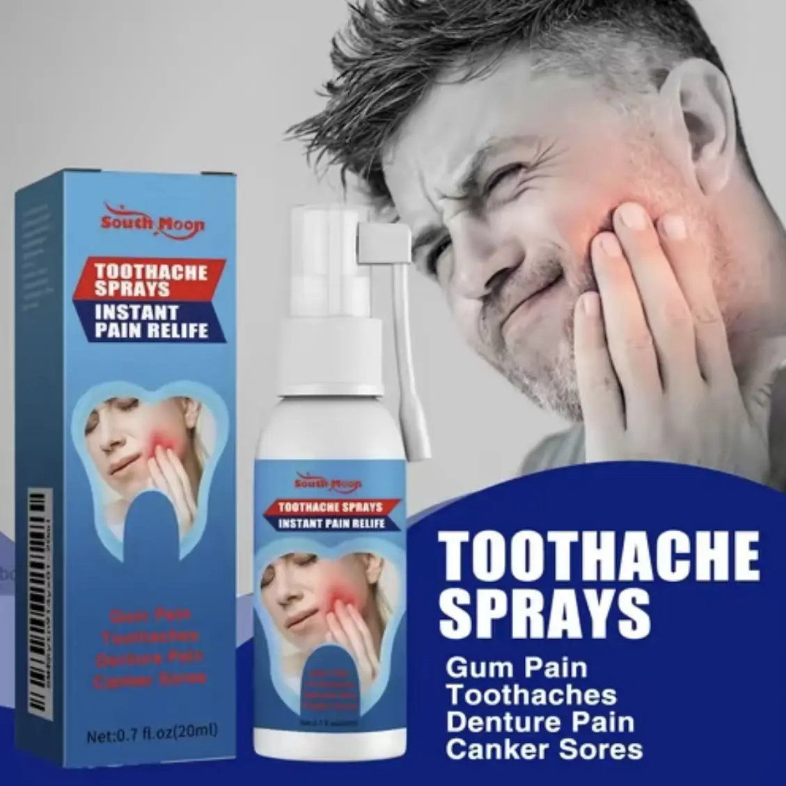 Toothache Analgesic Solution for Fast Pain Relief, Reduces Gum Inflammation and Tooth Sensitivity - 20ml, 2 Pack