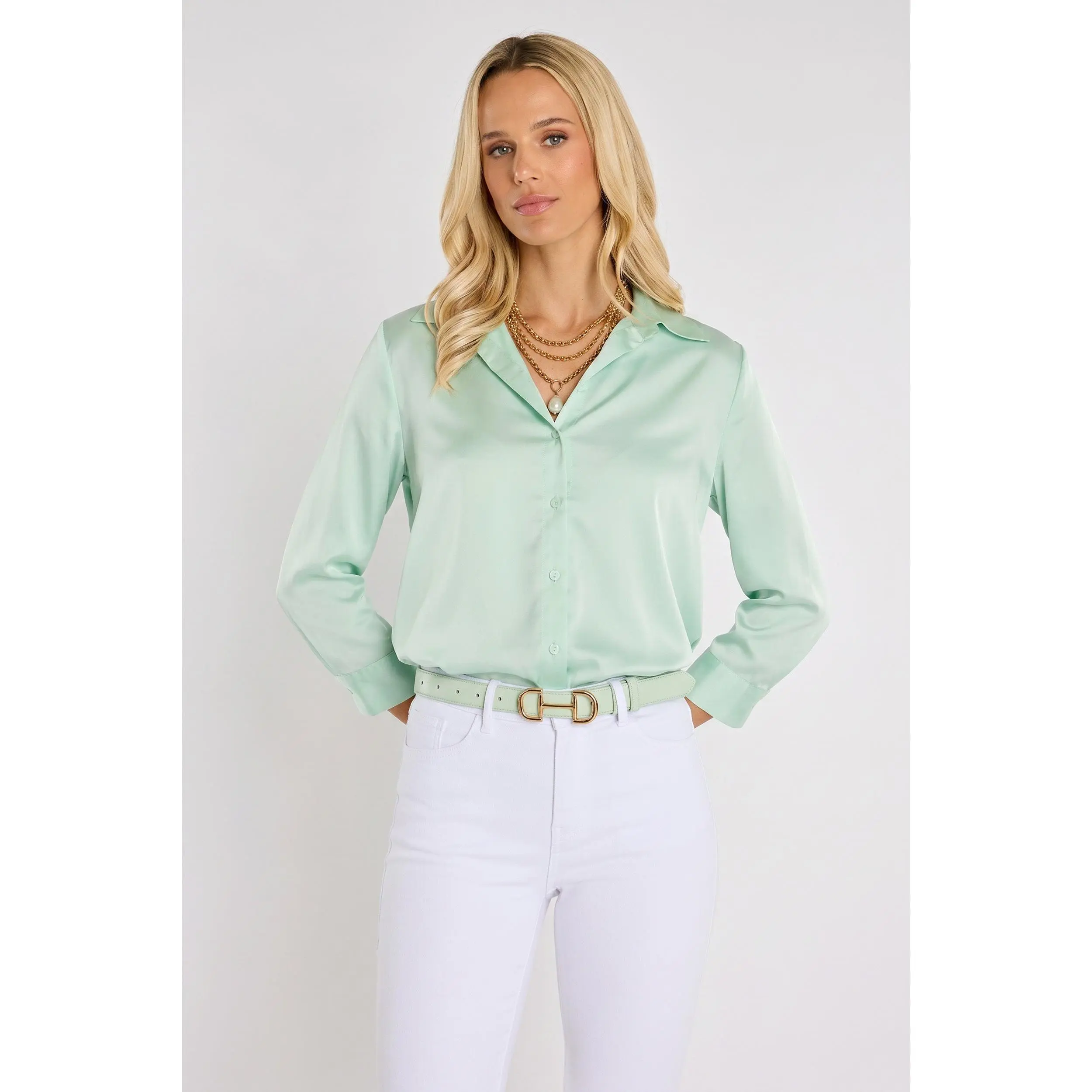 Sara Silk Blouse - Mint