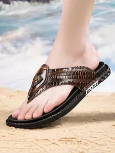 Men's Casual Animal Print Slides, Soft Comfortable Breathable Slippers, Fashionable Slides for Summer Beach Vacation, Slide Sandals