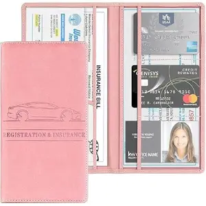 Premium Car Registration and Insurance Card Holder, Car Document Holder for Cards, Driver License & other Essential Documents
