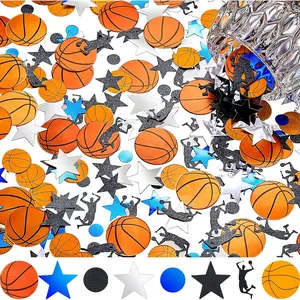 400 count Basketball Confetti Black Player Glittery  Sequin Round Confetti for Birthday,  Shower, Basketball Theme Party Supplies