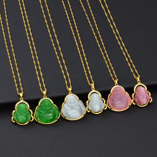 Buddha Charm Necklace / Clear Pendant / Buddhist / Jewelry / Guanyin / Amulet