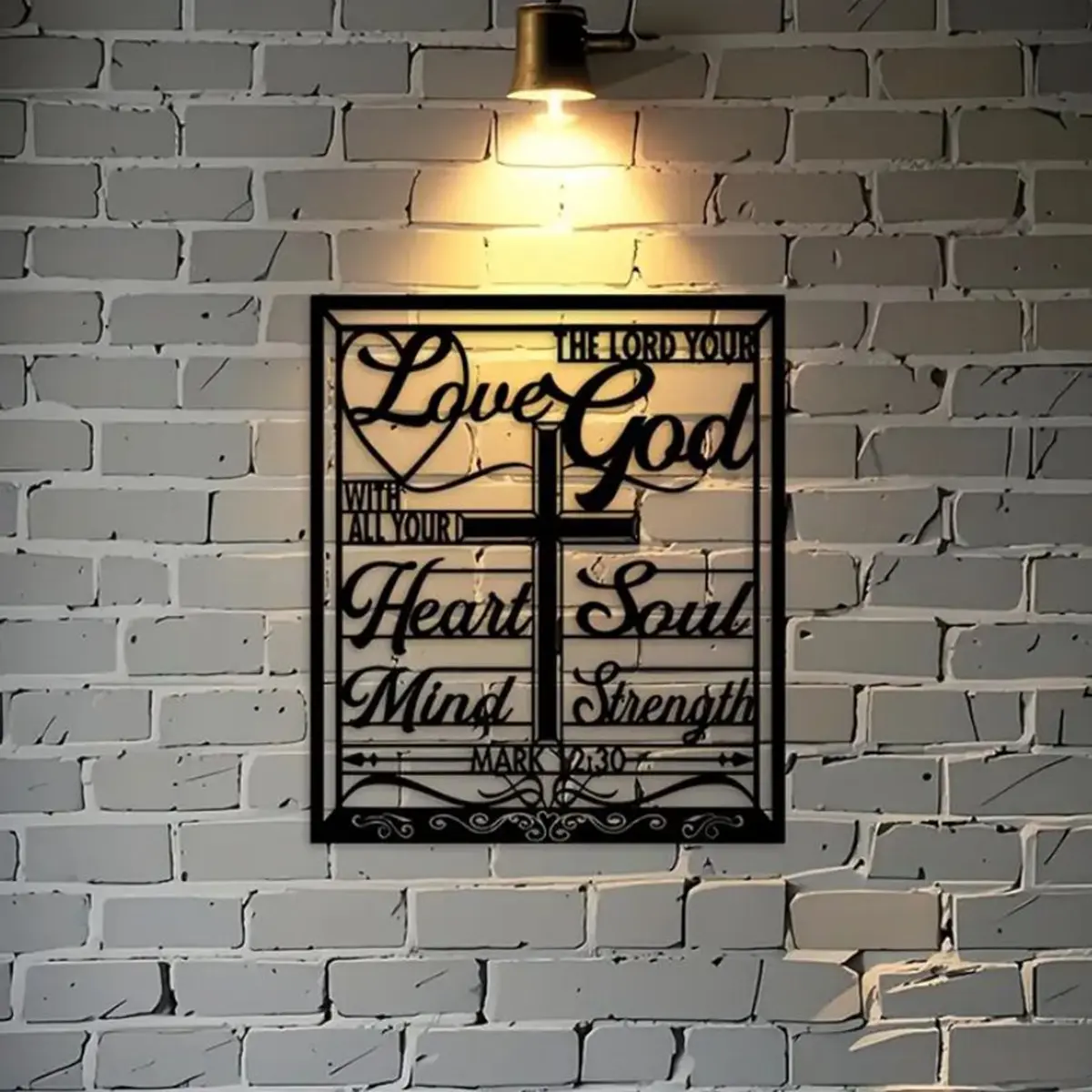 Metal Wall Art Artistic Featuring Cross Heart Soul Strength Design Ideal for Living Room Bedroom Office Indoor Outdoor Modern Home Decor Christian Easter Mother Day Gifts