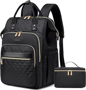 Lunch Backpack for Women, 15.6 Inch Laptop Backpack for Womens Stylish Nurse, Teacher Work  pack with Lunch Box Insulated Backpacks Cooler for Women Men Travel Camping Picnics