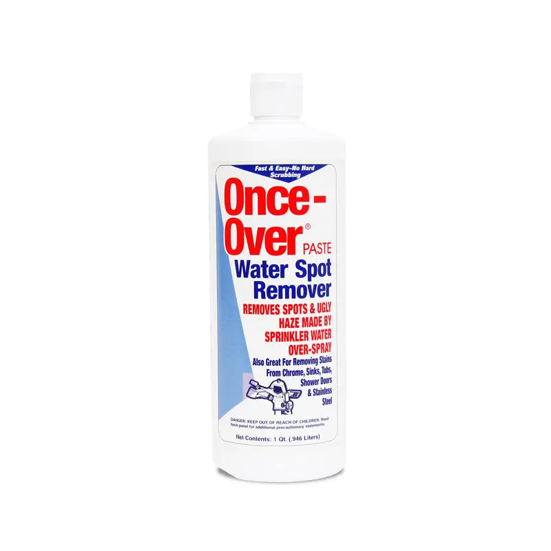 Once-Over Paste Water Spot Remover - Powerful Acidic Abrasive Paste for Exterior Cleaning, Removes Stubborn Stains from Windows, Building Sides, Chrome, Sinks, Tubs, Shower Doors, Stainless Steel, Copper & Brass